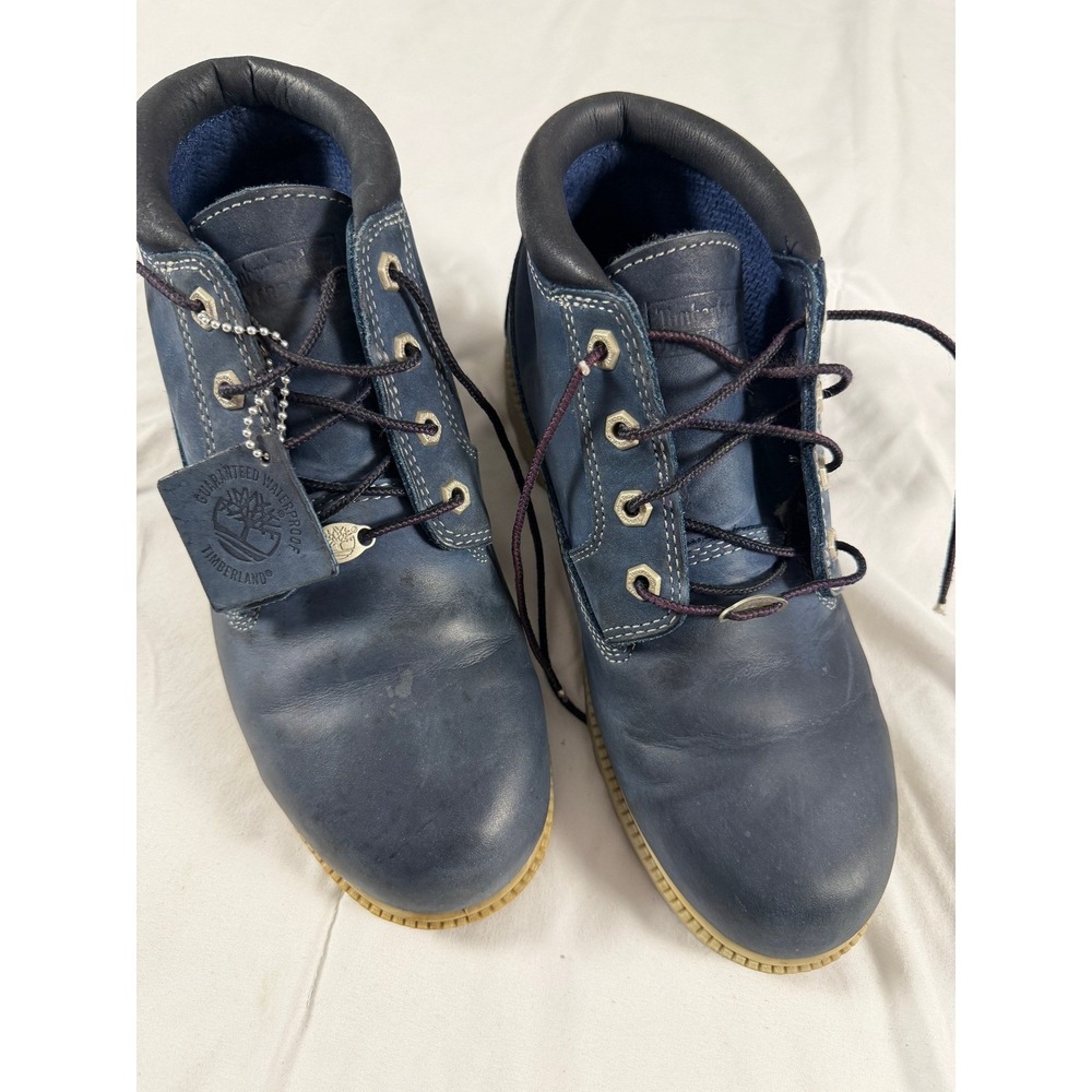 Timberland Nellie Chukka Blue Suede Waterproof Ankle Boots Size 10 Hiking Nubuck